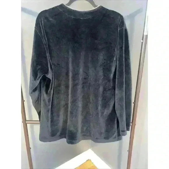 Vintage Liz Sport Black Velvet Blazer Jacket Sz L Gold Trim Crested Buttons 251H - Picture 7 of 13